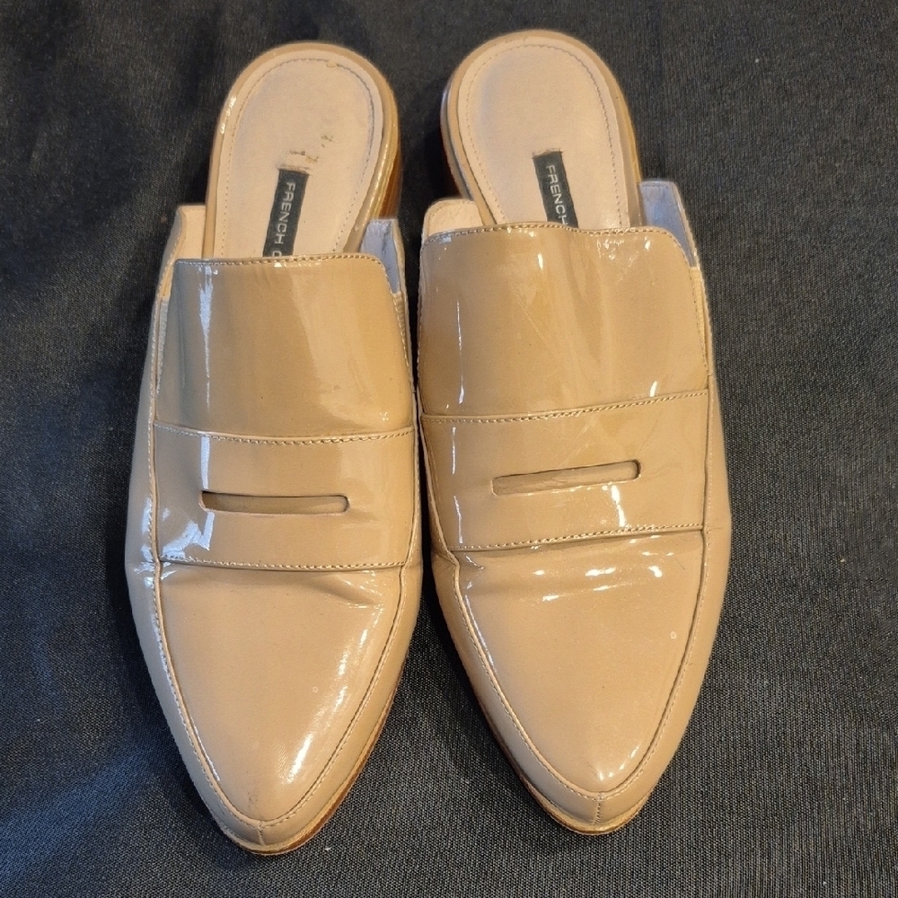 French Connection Louis Tan Patent Leather Mules